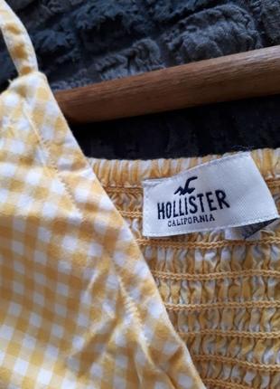 Hollister платье мини сарафан короткий ярусами желтый в клетку р м4 фото