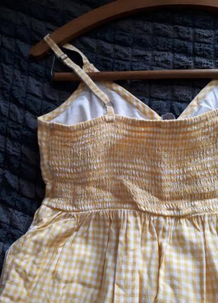 Hollister платье мини сарафан короткий ярусами желтый в клетку р м3 фото