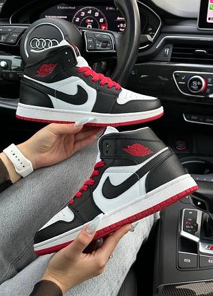 Женские кроссовки nike air jordan 1 retro hd black red,женская обувь