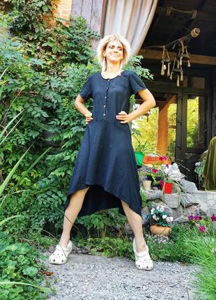 Італія. трикотажне асиметричне плаття туніка міді довга2 фото