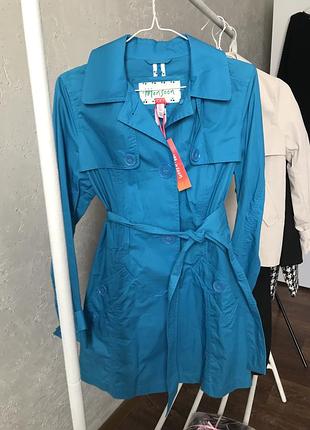 Блакитний тренч monsoon s/m блакитний обмін