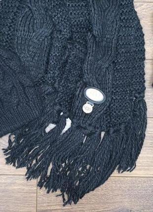 Черный форменный теплый комплект: шарф, шапка,рукавицы2 фото