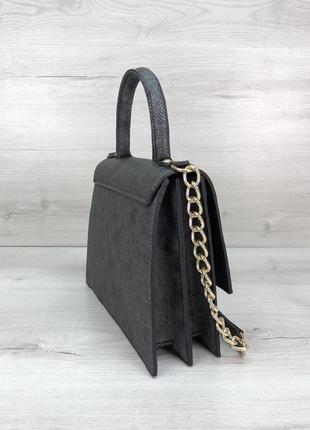Женская сумочка на два отделения серого цвета3 фото