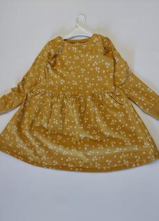 Утепленное платье в цветочный принт горчичного цвета f&f  5-8 лет