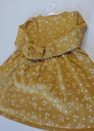 Утепленное платье в цветочный принт горчичного цвета f&f  5-8 лет7 фото