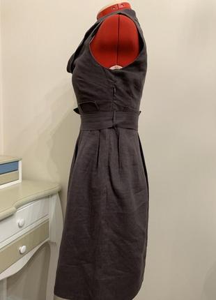Льняное платье на подкладке из хлопка с поясом5 фото