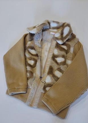 Теплая кофта, куртка на подкладе с меховой вставкой colabear 6-8 лет3 фото