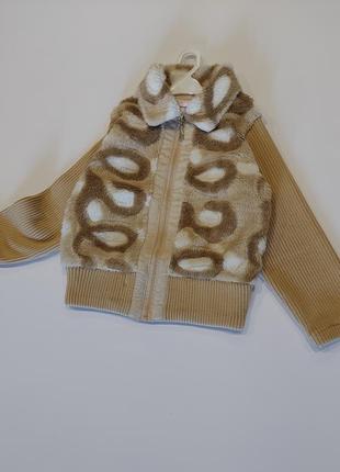 Теплая кофта, куртка на подкладе с меховой вставкой colabear 6-8 лет6 фото