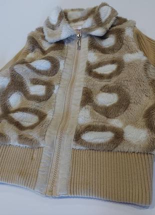Теплая кофта, куртка на подкладе с меховой вставкой colabear 6-8 лет2 фото