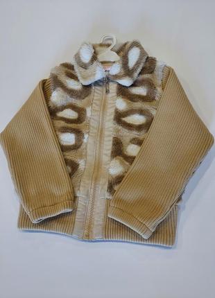Теплая кофта, куртка на подкладе с меховой вставкой colabear 6-8 лет8 фото