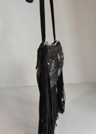 Кожаная сумка с металлическими  элементами и замшевой бахромой asos4 фото