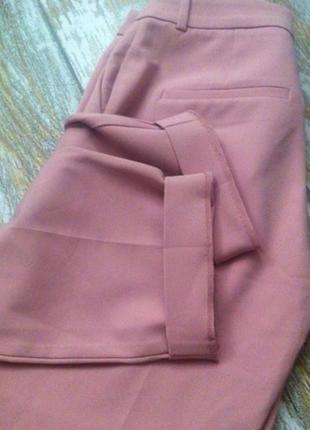 Стильные розовые пудровые деловые классические укороченные женские брюки подворот lcw vision6 фото