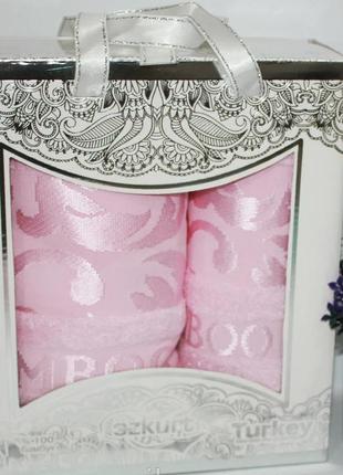 Набор бамбуковых полотенец ozkurt (турция) баня + лицо в коробке