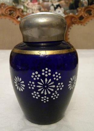 Старинная чайница кобальт цветное стекло ссср 1950 годов №ст182(№2)