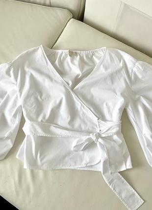 Michael kors блуза на запах із пишним рукавом7 фото