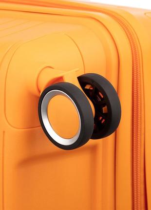 Комплект пластиковых чемоданов 2e sigma  4 колеса оранжевый9 фото