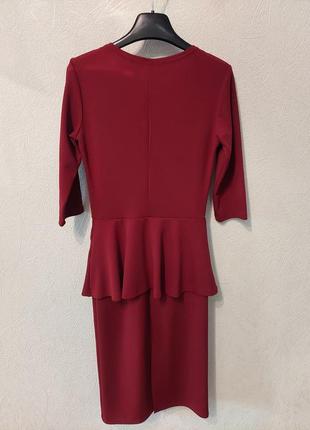 Бордовое платье в обтяжку, костюм на запах, годе6 фото