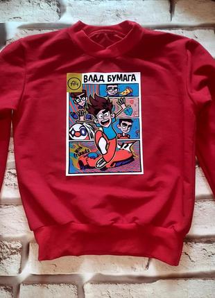 Червоні джемпера із двонитки з різними нашивками!