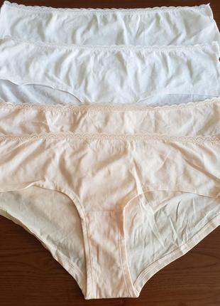 Oyanda хлопковые женские трусики с кружевной резинкой перстковые белые xxl 52 54 новые