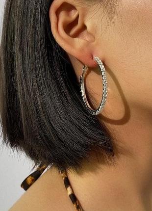 Серьги роскошные серьги кольца с блестящими камнями