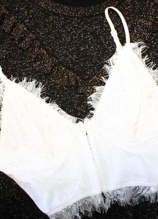 Нежный белый нарядный короткий кружевной ажурный топ-корсет в бельевом стиле ххс-хс2 фото