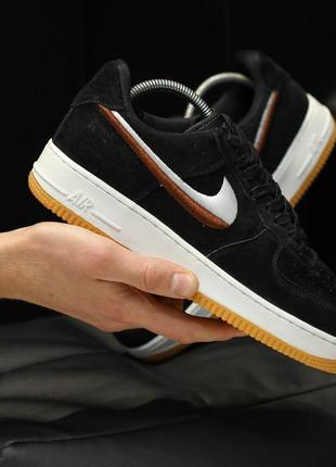 Nike air force black white, кроссовки найк мужские чёрные, демисезонные