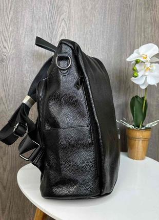 Женский рюкзак сумка трансформер черный натуральная кожа (892)8 фото