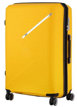 Чемодан пластиковый 2e sigma exp большой с расширением 4 колеса желтый