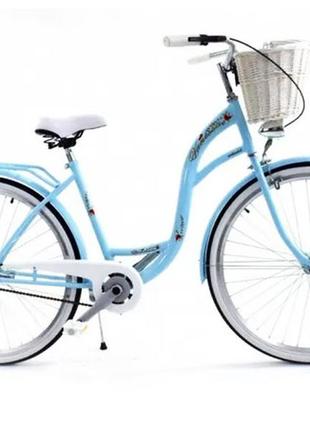 Велосипед женский городской vanessa 26 blue с корзиной3 фото