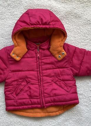Куртка курточка для дівчинки дівчини 68 см 3-6 місяців рожева зимова тепла на зиму фліс