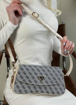 Сумка жіноча в стилі guess  grey beige
