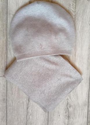 Шапка с шарфом женская зима осень весна