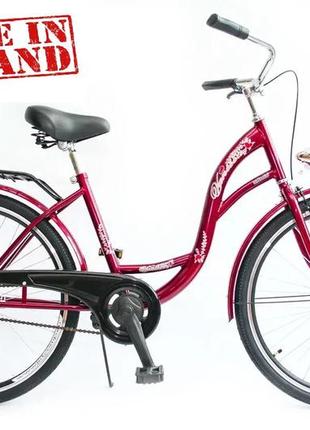 Велосипед жіночий міський vanessa 26 red з кошиком2 фото