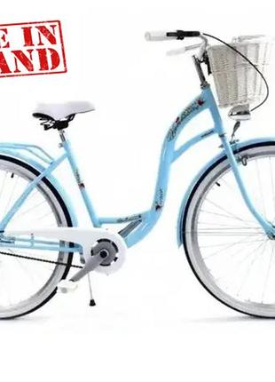 Велосипед жіночий міський vanessa 28 blue з кошиком1 фото