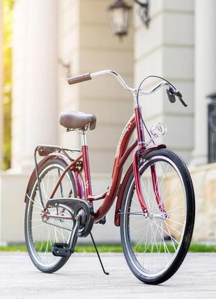 Велосипед жіночий міський vanessa 28 red з кошиком4 фото