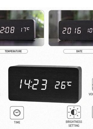 Настольные часы wooden digital alarm clock на шнурке и батарейках aaa5 фото
