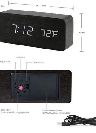 Настольные часы wooden digital alarm clock на шнурке и батарейках aaa2 фото