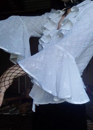 Біла сорочка в венеціанському стилі готика кльош рукава вампір готична блузка довгі рукава