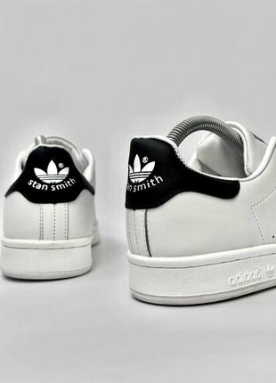 Мужские белые кроссовки adidas stan smith, мужские молодежные кроссовки, мужские белые кожаные кеды9 фото