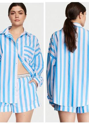Victoria´s victorias secret виктория сикрет пижама cotton oversized long-sleeve pajama set2 фото
