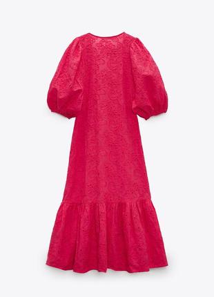 Неймовірної краси коралове рожеве червоне плаття сукня вишиванка вишивка прошва zara5 фото