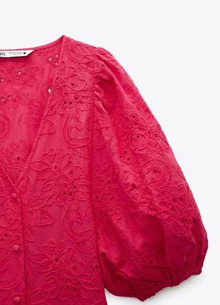 Неймовірної краси коралове рожеве червоне плаття сукня вишиванка вишивка прошва zara6 фото
