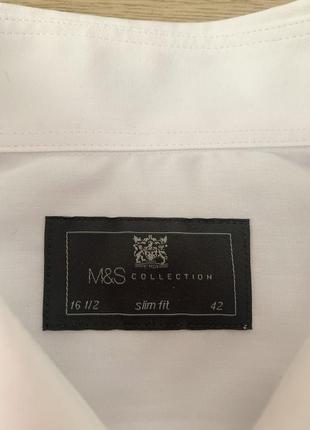 Біла сорочка marks&amp;spencer slim fit2 фото