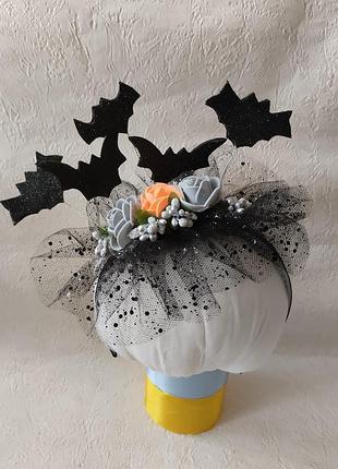 Обруч ободок венок с летучими мышами на хеллоуин хэллоуин