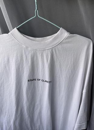 Футболка унисекс женская amp h&m   натуральная новая фирменная белая овертайм с надписью4 фото