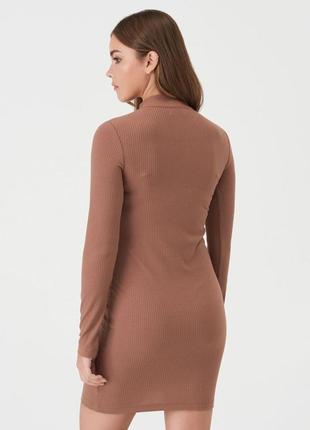 Жіноча стрейчева сукня нюд в рубчик платье по фигуре2 фото