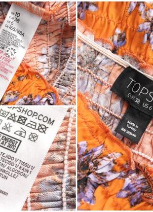 Красивое хлопковое платье жатка мини "topshop" с цветочным принтом. размер uk10/eur38.10 фото