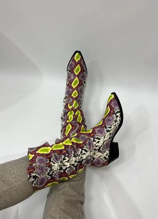 Эксклюзивные сапоги казаки из натуральной итальянской кожи и замши женские