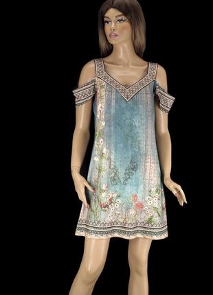 Красивое платье с открытыми плечами "chicme" с принтом. размер l.7 фото