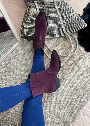 Екслюзивні черевики казаки з натуральної італійської шкіри та замші жіночі5 фото